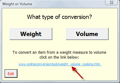Restaurant Inventory Weight and Volume Conversion screen of EZchef Software